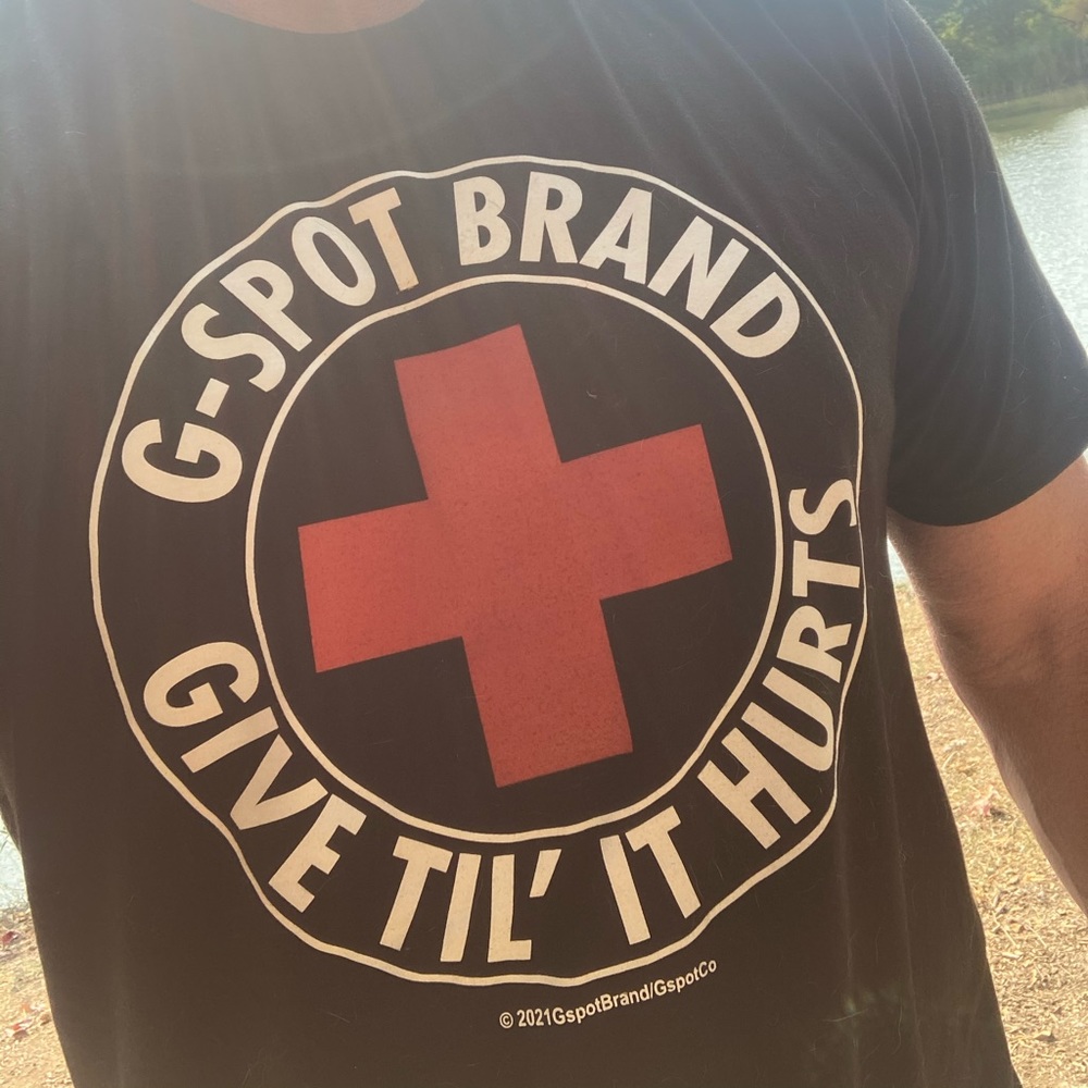 Men’s screen printed G-Spot Brand t- shirt